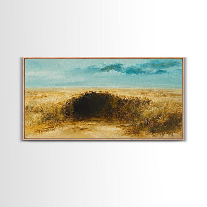 Desert Landscape, Ozymandias art, rustic wall art, above sofa art, extra wide art, panoramic painting, Canvas Print