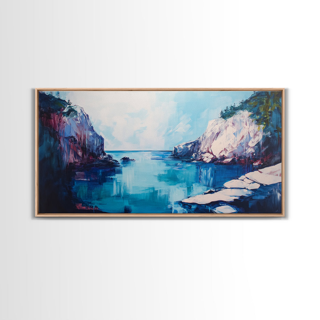 Ocean Cliffs, Seascape Painting, Nautical Decor, Coastal Landscape Art, Above Couch Art, Bedroom Art, Canvas Print, Gift Idea
