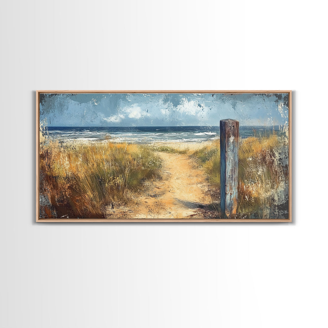 Coastal Pathway, coastal landscape art, nautical decor, seascape painting, coastal painting, beach house decor, Canvas Print