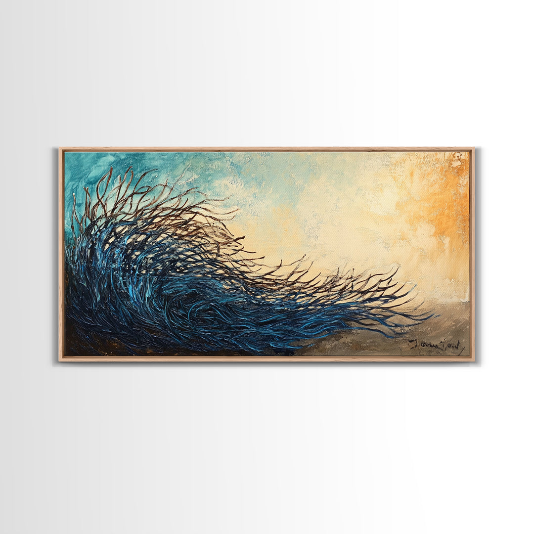 Abstract Wind, Canvas Print, wabi sabi art, moody art, extra wide painting, contemporary abstract, panoramic wall art