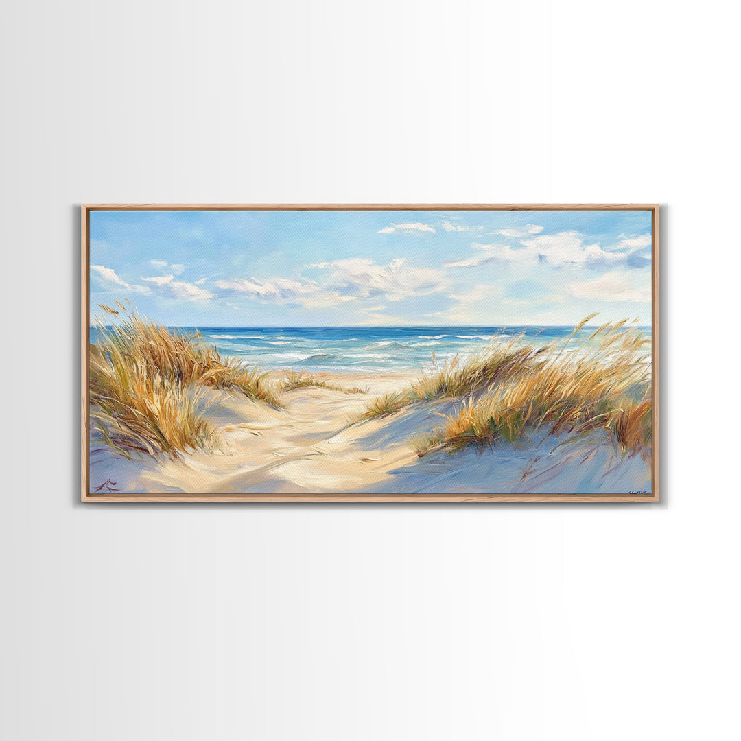 Beach Dunes, Coastal Painting, Nautical Wall Art, Canvas Print, Seascape Painting, Coastal Decor, Above Bed Wall Art, Farmhouse Art
