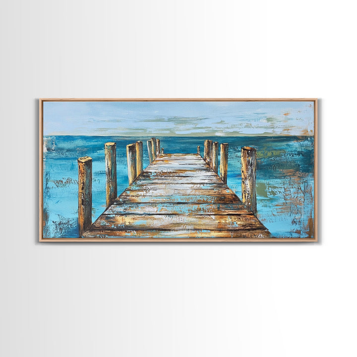 Dock Over Water, Coastal Landscape, Nautical Wall Art, Canvas Print, Lake Tahoe Art, Rustic Wall Art, Coastal Decor, Panoramic Art