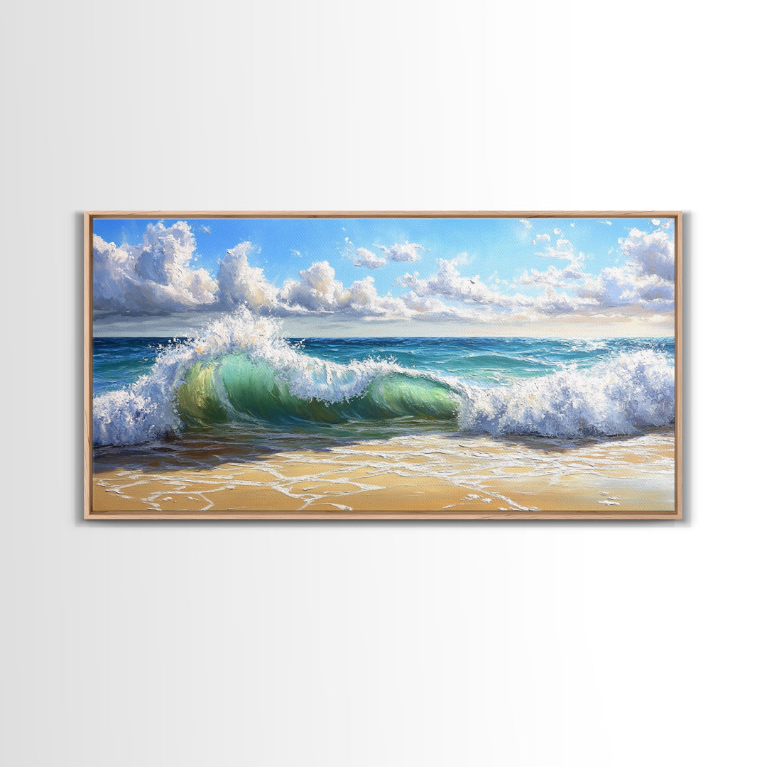 Beach Wave Painting, Coastal Landscape Art, Ocean Wall Art, Surf Wall Art, Nautical Decor, Seascape Art, Horizontal Wall Art, Canvas Print
