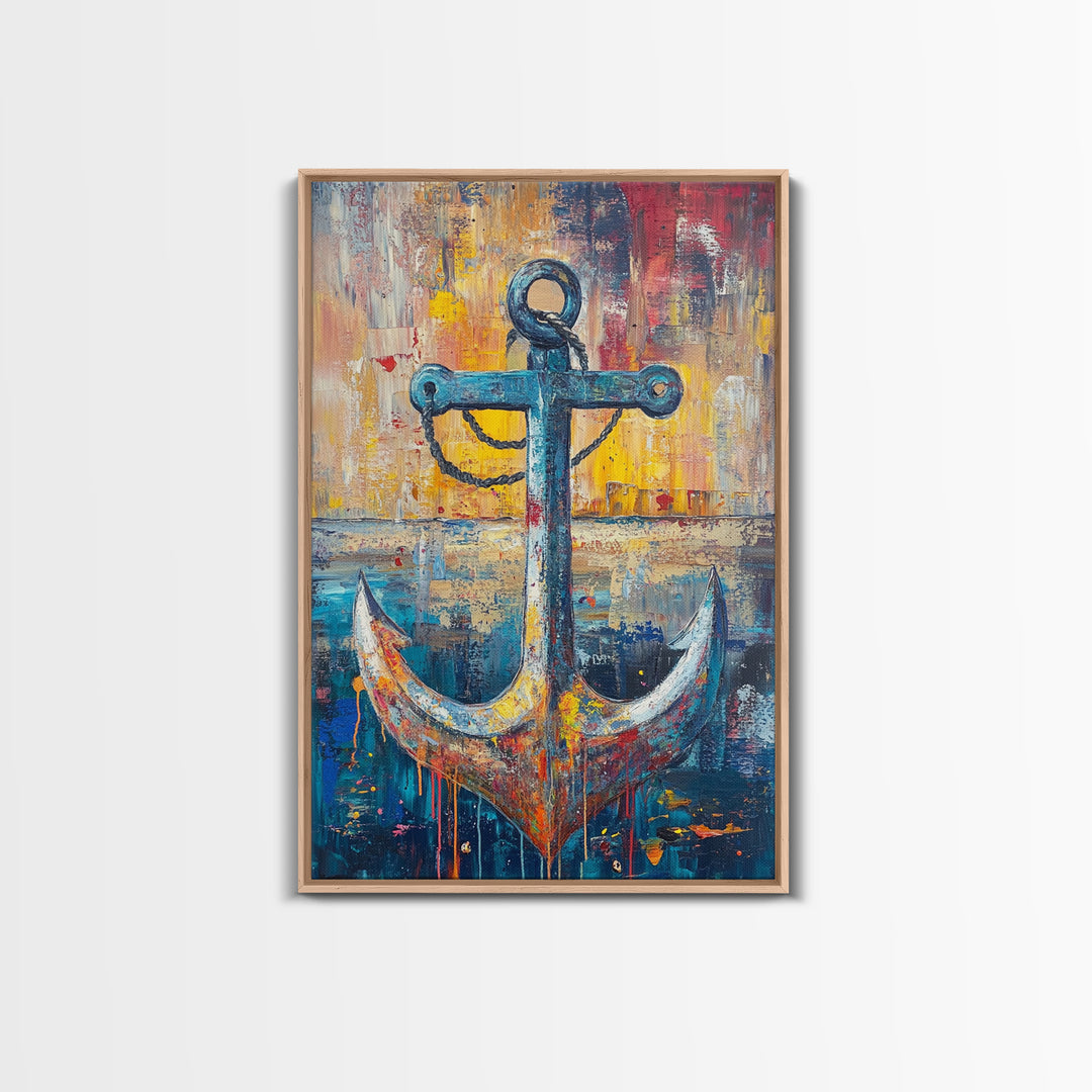 Nautical Anchor, Coastal Wall Art, Rustic Ocean Painting, Nautical Decor, Coastal Cowgirl Wall Art, Canvas Print, Gift Idea