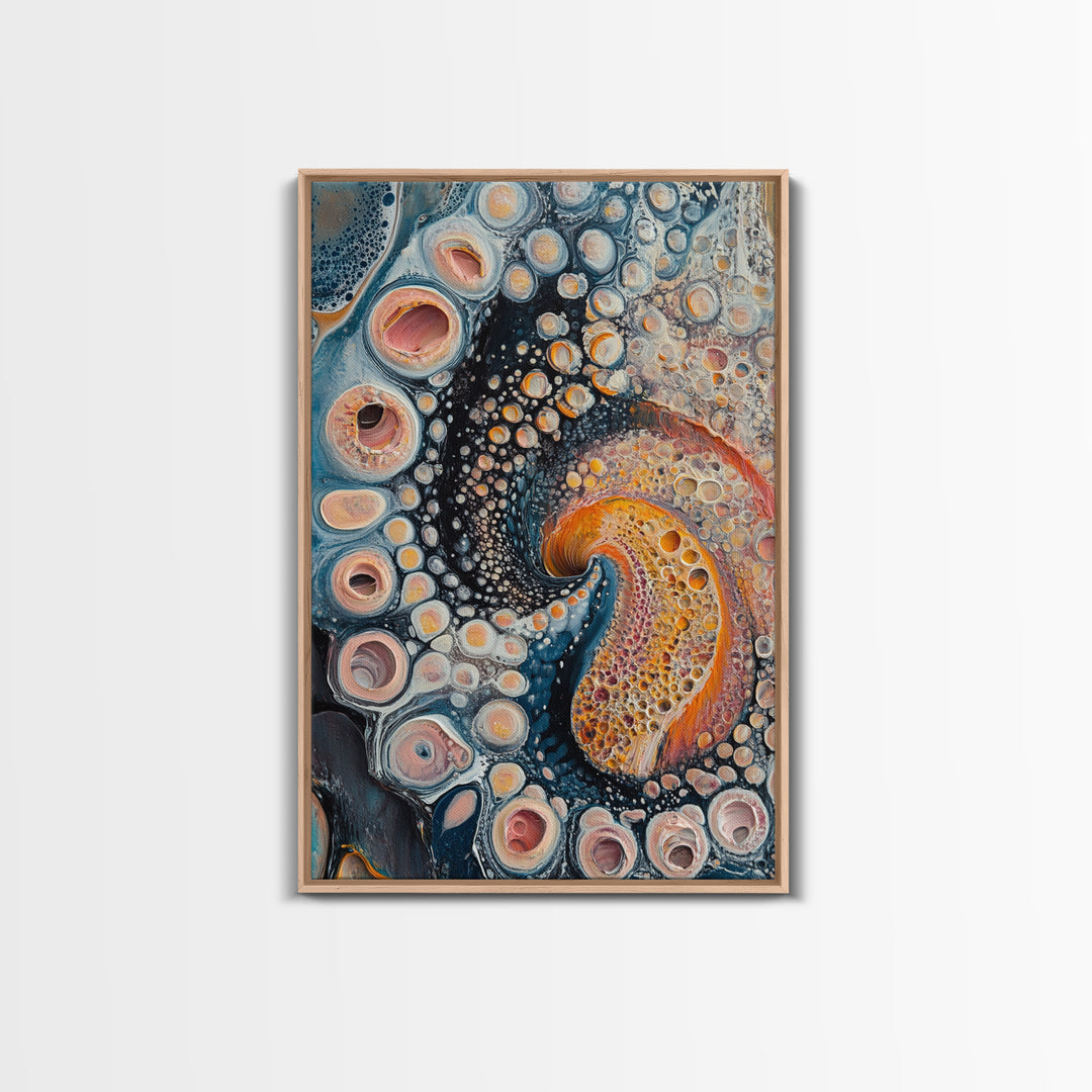 Abstract Swirl, Sacred Geometry Wall Art, Psychedelic Art, Science Art, Moody Art, Teal Wall Art, Canvas Print, Gift Idea