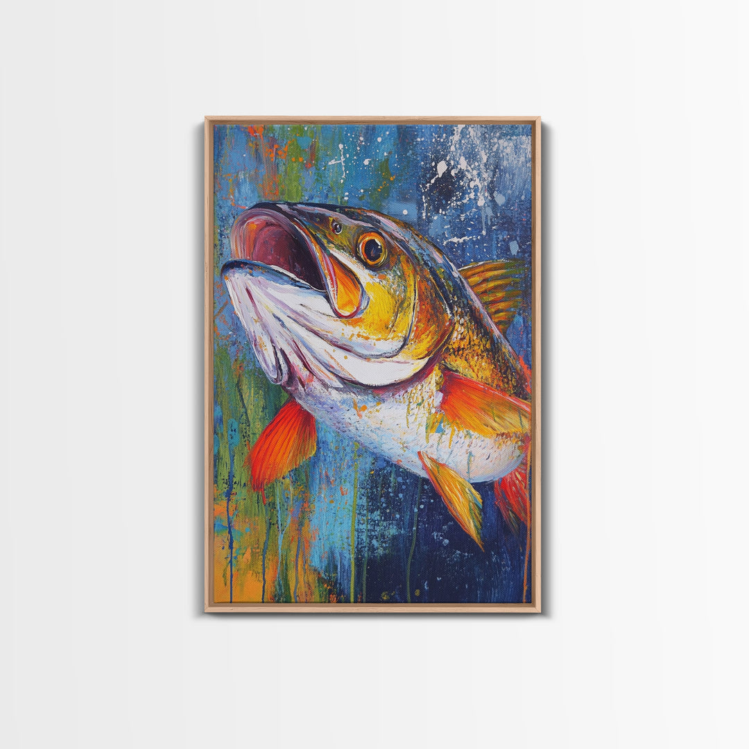 Trout Painting, Fly Fishing Art, Rustic Decor, Lake Tahoe Art, Nautical Wall Art, Coastal Decor, Framed Canvas Print, Gift Idea