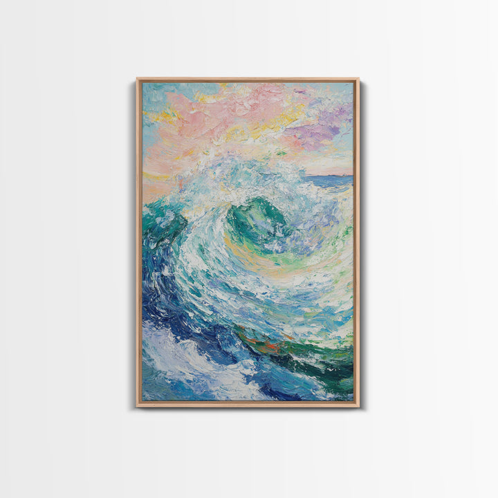 Ocean Wave Painting, Surf Wall Art, Coastal Cowgirl Wall Art, Seascape Painting, Canvas Print, Nautical Decor, Beach House Art