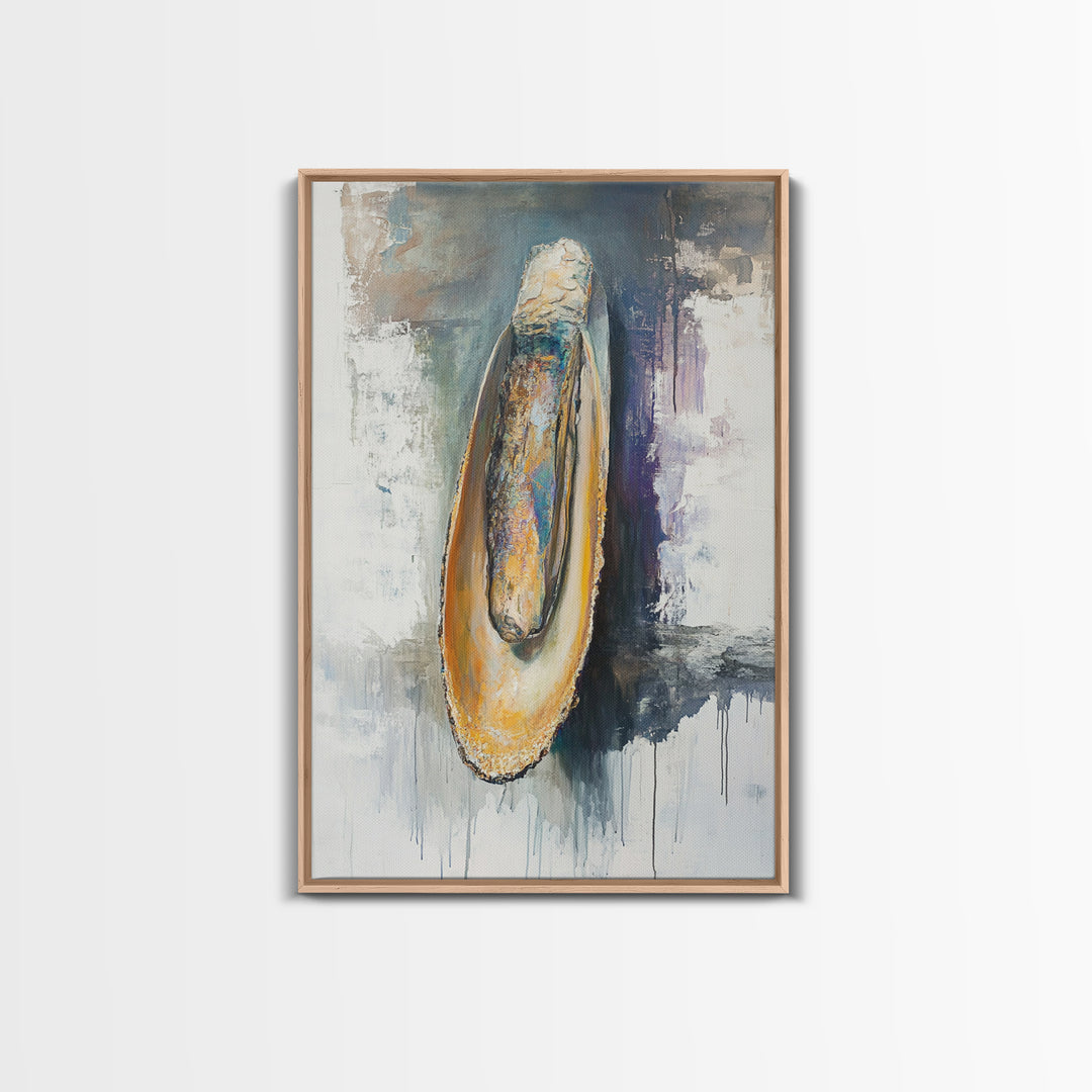 Abstract Oyster, oyster painting, oyster shell painting, coastal wall art, wabi sabi art, neutral wall art, canvas print, home decor