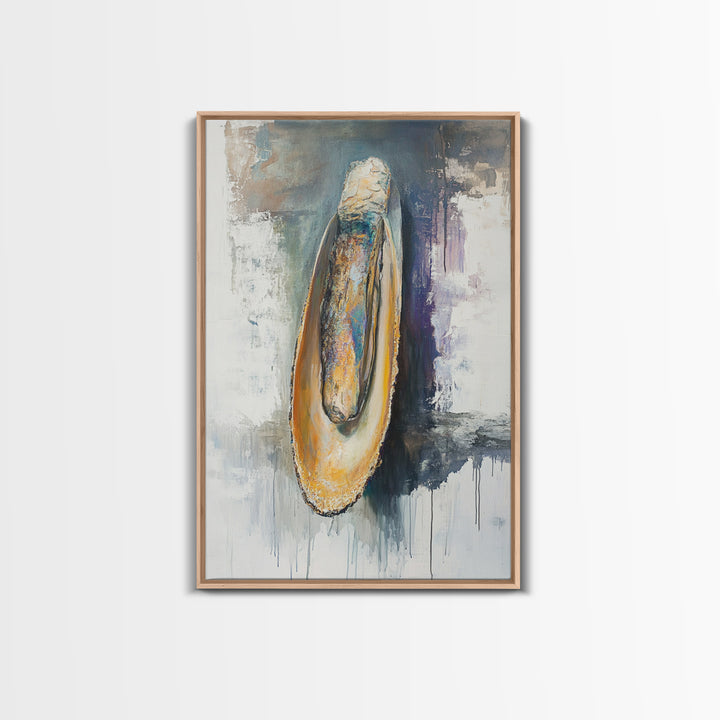 Abstract Oyster, oyster painting, oyster shell painting, coastal wall art, wabi sabi art, neutral wall art, canvas print, home decor
