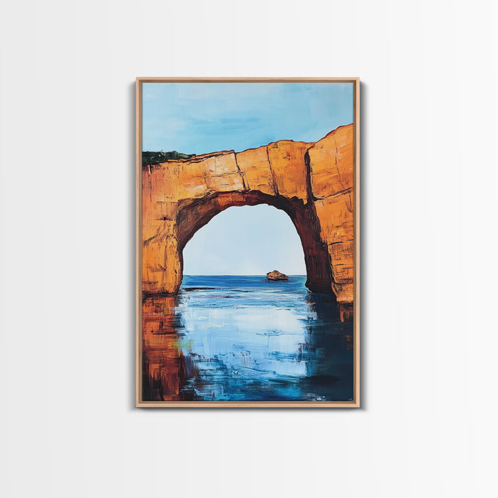 Ocean Arch, coastal painting, seascape painting, nautical decor, beach house art, extra wide art, framed canvas print, wall decor