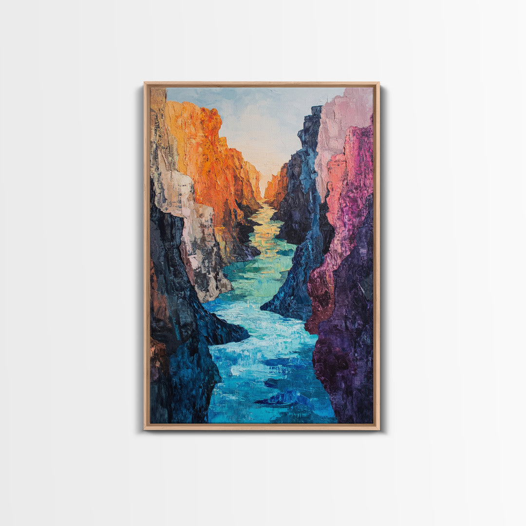 Canyon River, Southwest Wall Art, Canvas Print, Landscape Painting, Rustic Decor, Adventure Art, Moody Art, Tall Narrow Art