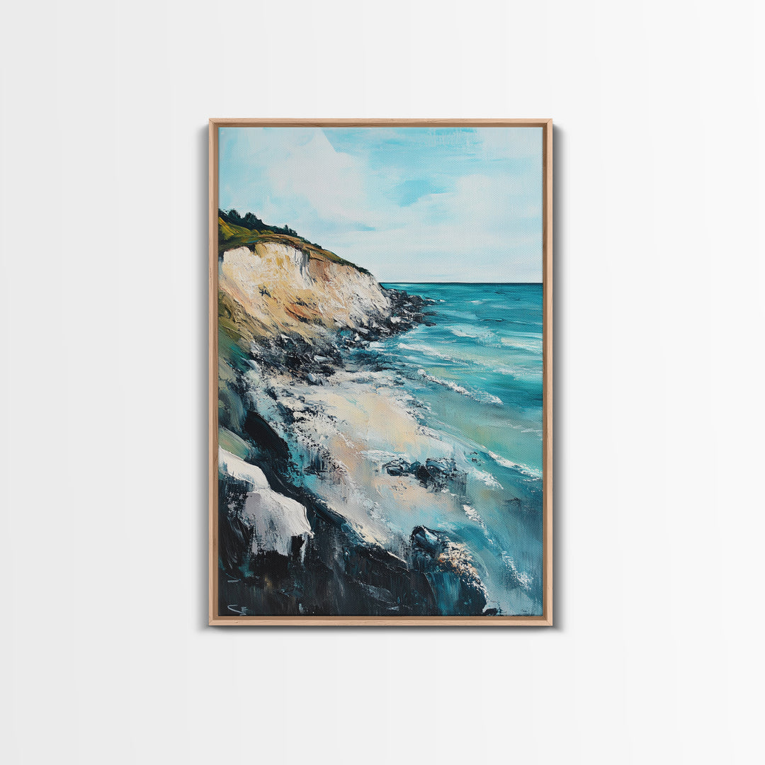 Cliffside View, Ocean Painting, Canvas Print, Coastal Wall Art, Nautical Decor, Seascape Art, Rustic Art, Gift Idea, Above Bed Art