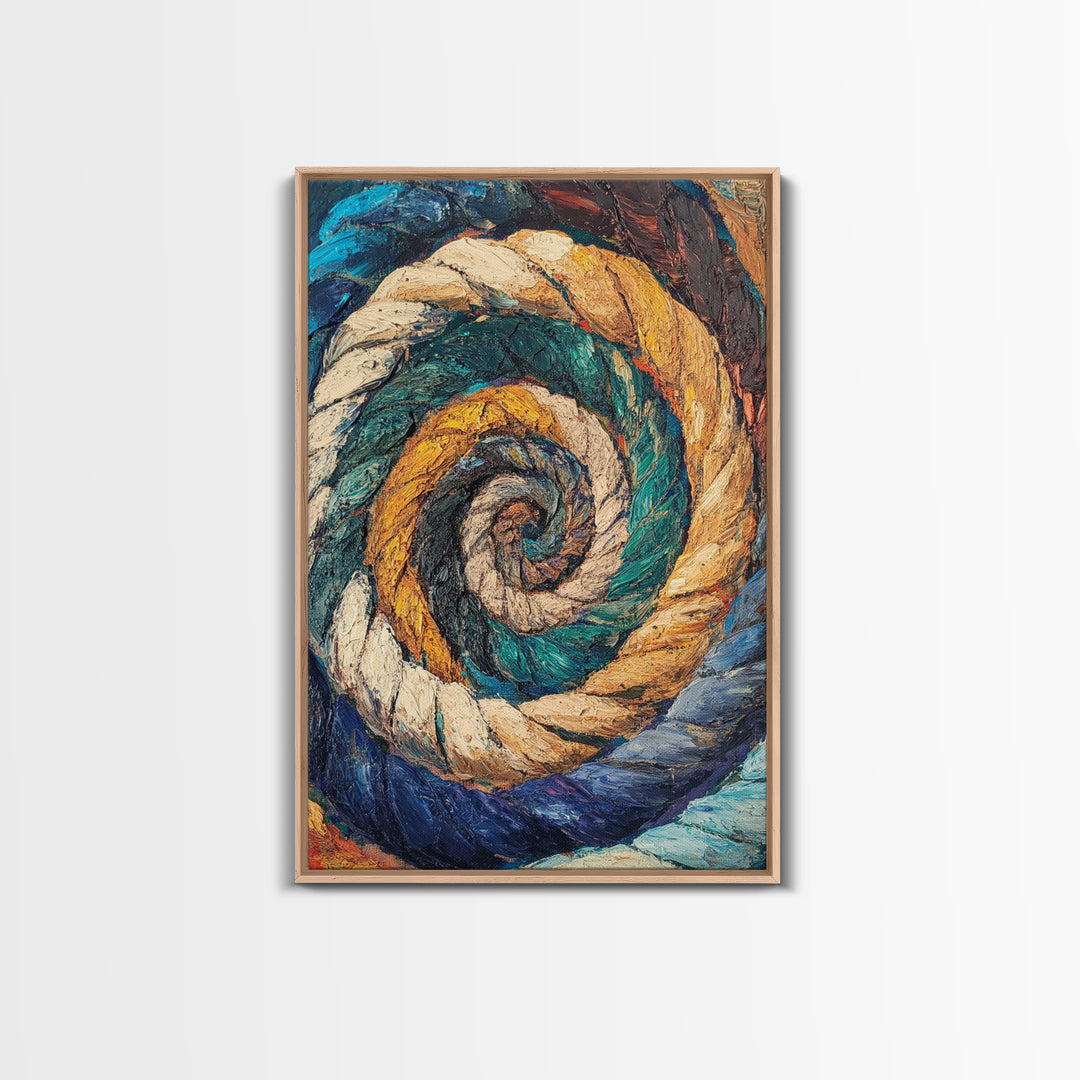 Nautical Spiral, Abstract Ocean Art, Canvas Print, Coastal Wall Art, Moody Art, Geometric Painting, Living Room Art, Gift Idea