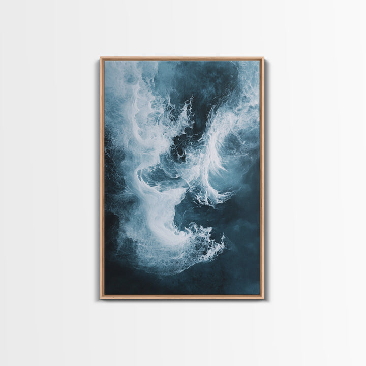 Abstract Ocean Mist Canvas Print | Modern Blue Wall Art | Fluid Painting | Minimalist Coastal Decor | Large Statement Artwork