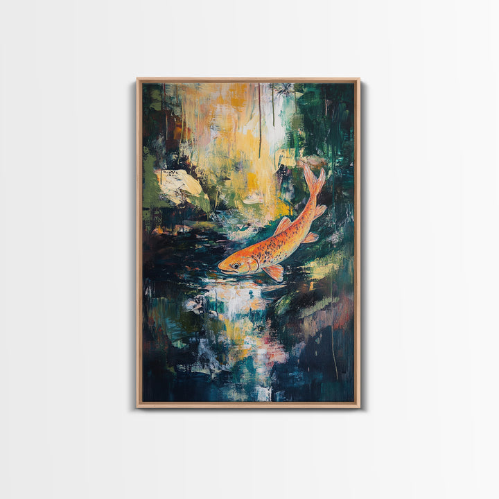 Abstract Koi Fish Painting Canvas Print Vibrant Water Art Modern Home Decor Zen Wall Art Office Nature Art Gift Meditation Artwork