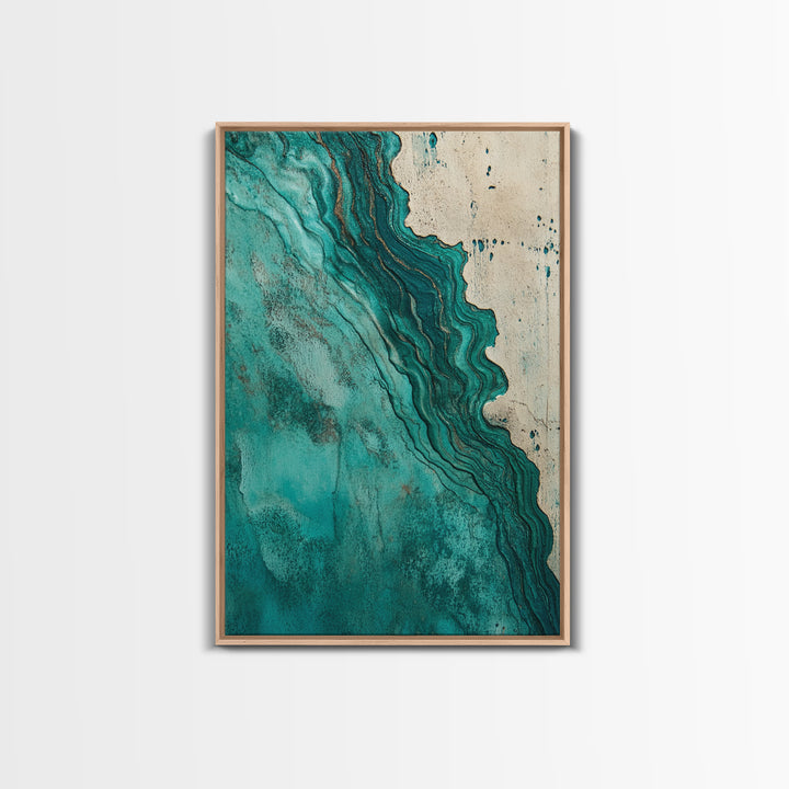 Abstract Turquoise Waves Canvas Print | Modern Wall Art | Fluid Acrylic Painting | Contemporary Home Decor | Office Art