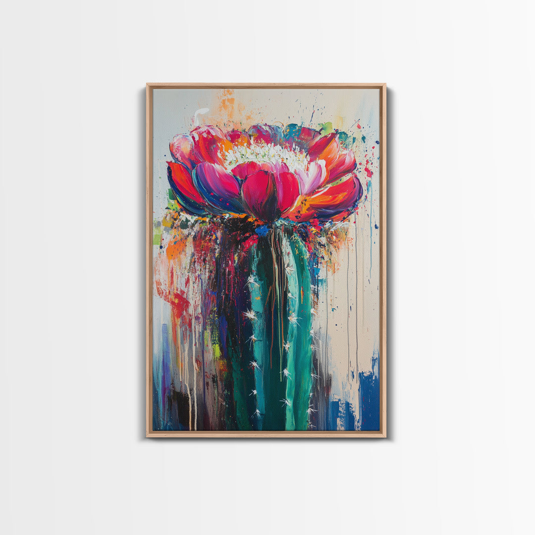 Cactus Flower, Botanical Prints, Southwest Wall Art, Boho Art, Moody Art, Rustic Wall Art, Living Room Art, Canvas Print