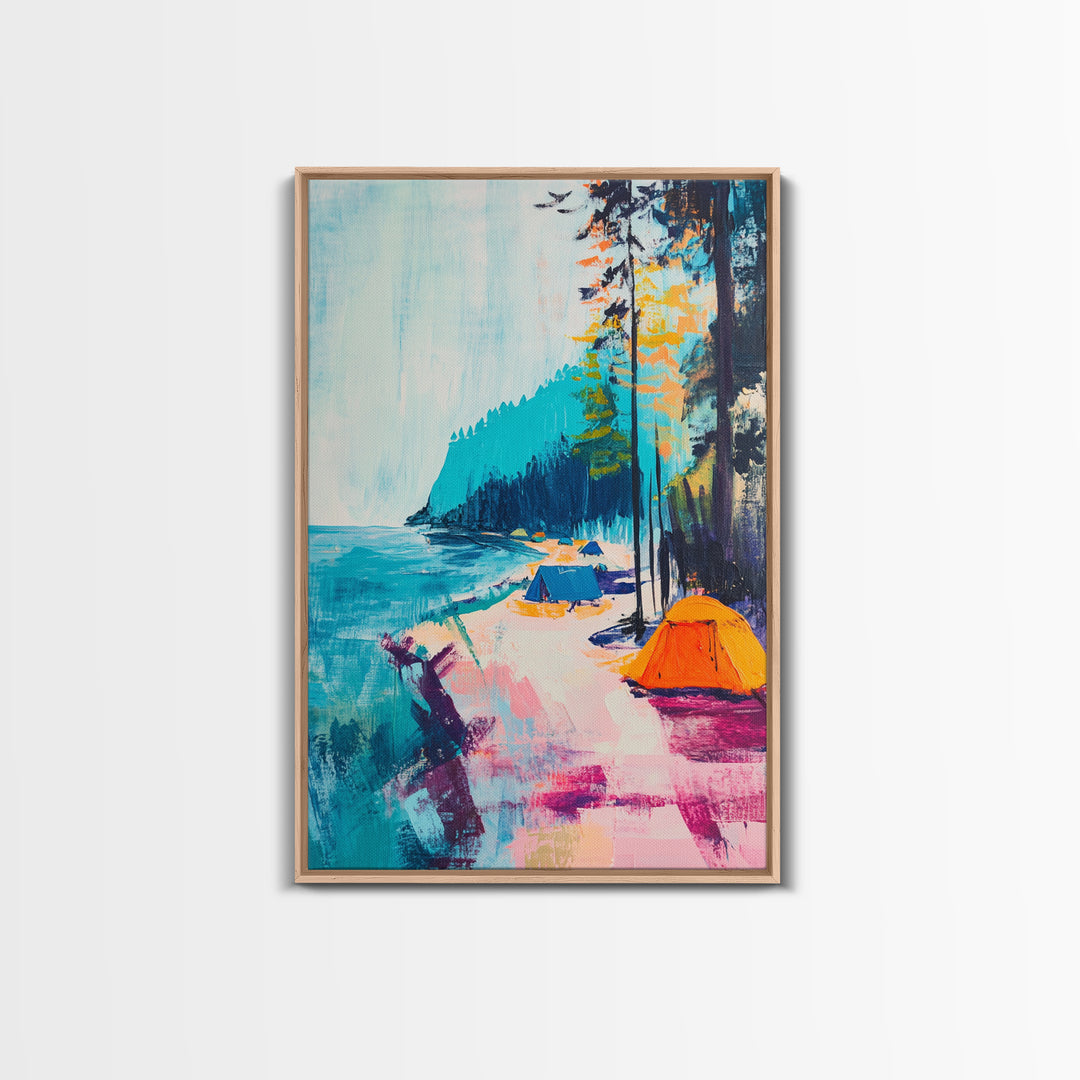 Coastal Camping, Joshua Tree Art, Coastal Cowgirl Wall Art, Outdoor Painting, Nautical Decor, Above Sofa Art, Canvas Print