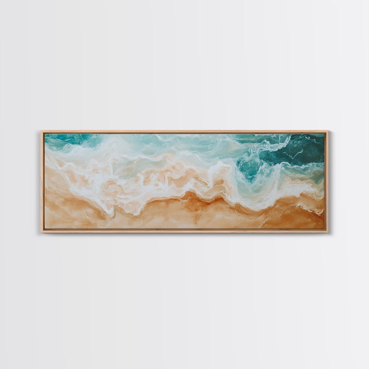 Coastal Beach Waves Painting, Serene Ocean Art, Abstract Shoreline Wall Decor, Neutral Beach House Decor, Modern Living Room Art