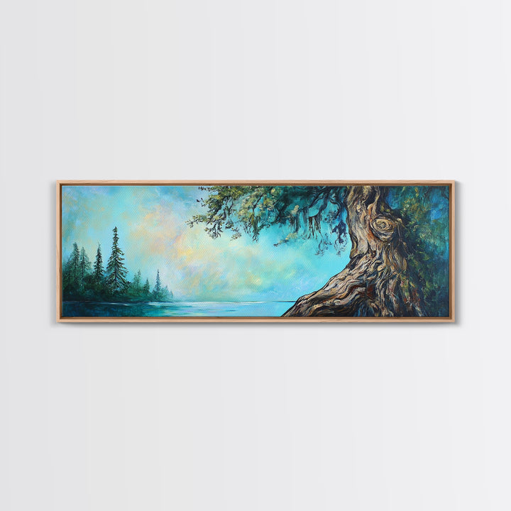 Ancient Tree Serenity Canvas Print Majestic Nature Painting Mystical Forest Art Peaceful Landscape Large Wall Art Living Room