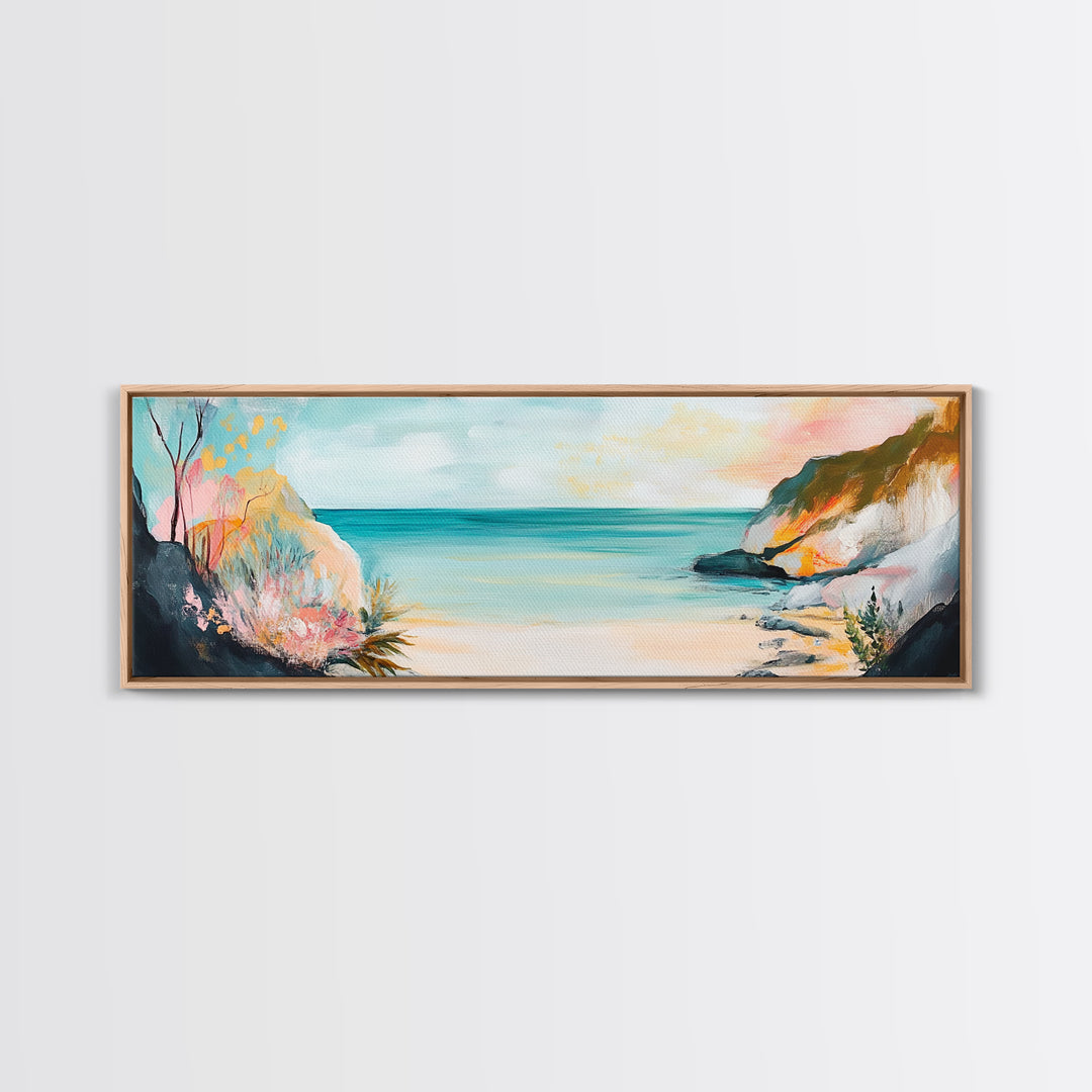 Abstract Beach Painting Soft Pastel Coastal Art Minimalist Boho Seaside Wall Decor Tranquil Ocean Artwork Bedroom Office