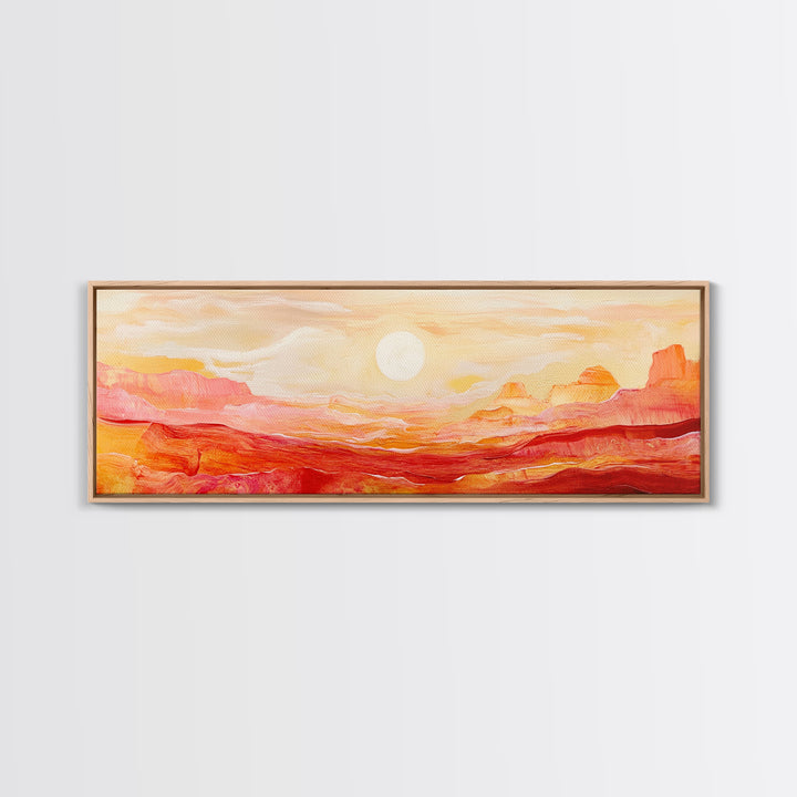 Desert Sunset Painting Warm Abstract Southwest Wall Art Minimalist Mountain Landscape Artwork Boho Home Decor Canvas Print