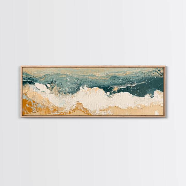 Abstract Ocean Waves Framed Canvas Print Coastal Wall Art, Beach House Decor, Modern Seascape, Large Wall Art, Minimalist Art