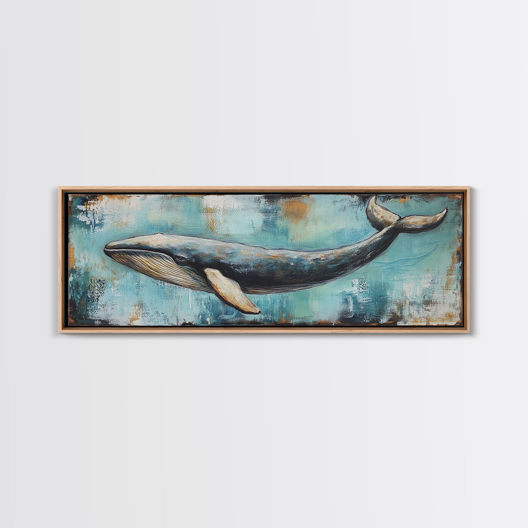Blue Whale, Ocean Art, Canvas Print, Coastal Home Decor, Nautical Wall Art, Marine Life Painting, Beach House Wall Art, Rustic Artwork