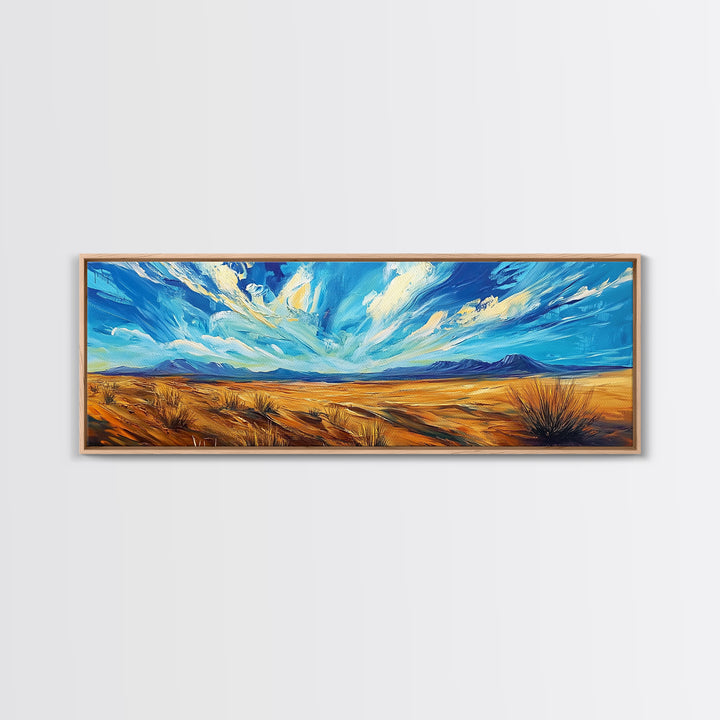 Desert Landscape, Sunset Over Mountains, Nature Painting, Home Decor, Living Room Art, Canvas Print, Framed Canvas Print