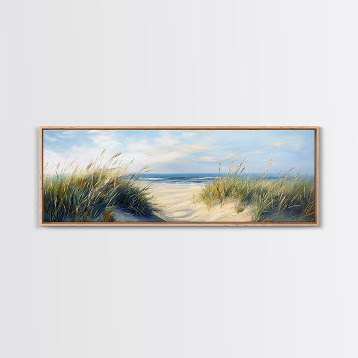 Beach Dunes, Coastal Landscape, Ocean Shore Painting, Beach Art, Home Decor, Bedroom Wall Art, Canvas Print, Framed Canvas Print