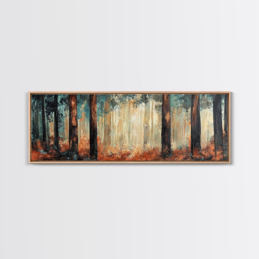 Autumn Forest Canvas Print, Rustic Fall Wall Art, Nature Landscape Painting, Cabin Decor, Earthy Tones, Cozy Living Room Art