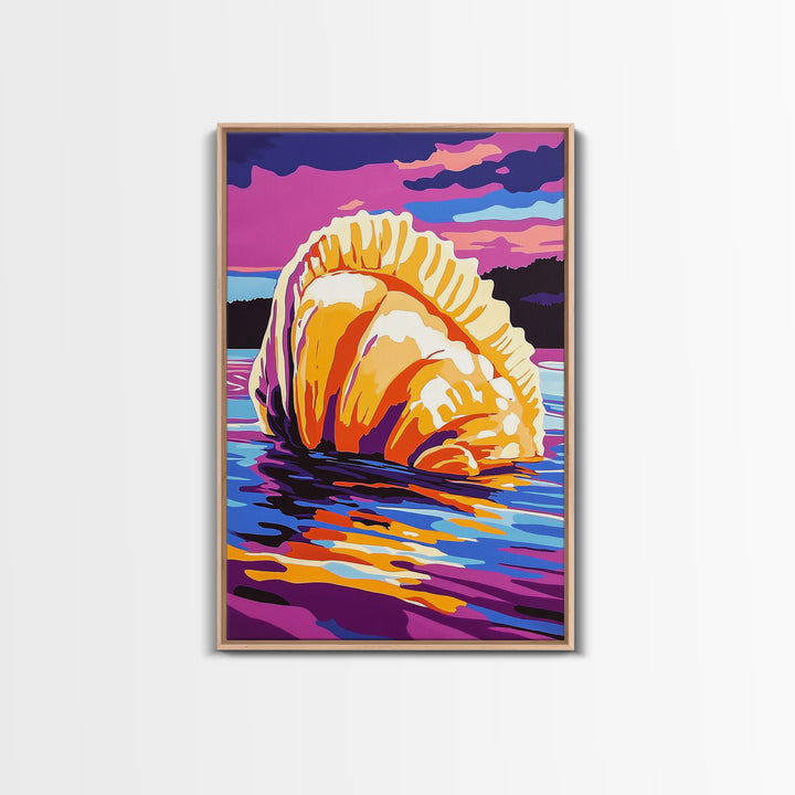 Ocean Rock Formation, Framed Canvas Print, Vibrant Seascape, Coastal Art, Nautical Home Decor, Bold Nature Scene, Beach House Accent