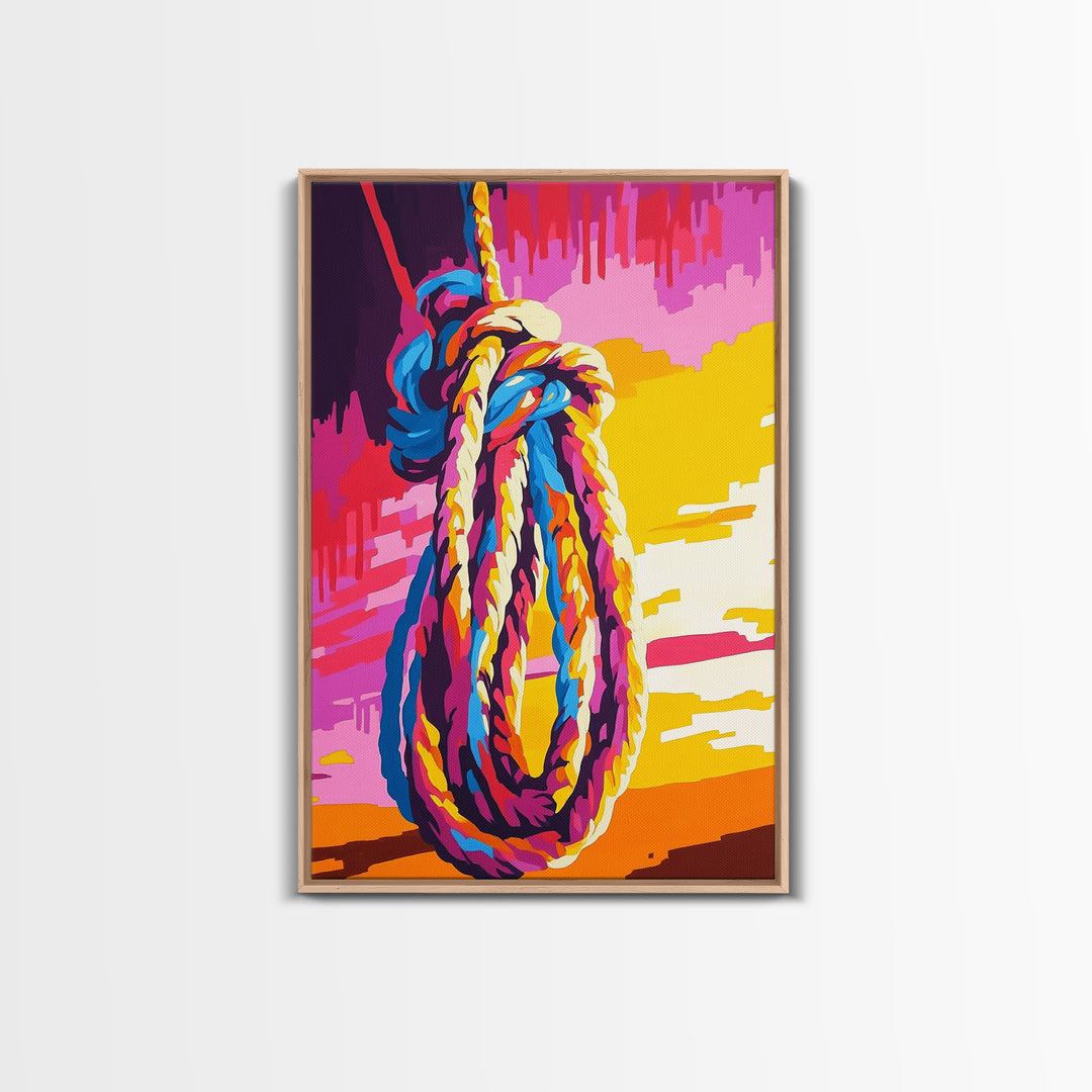 Nautical Rope, Maritime Wall Art, Coastal Home Decor, Vibrant Ocean Print, Framed Canvas Print, Beach House Aesthetic, Rustic Seaside Art