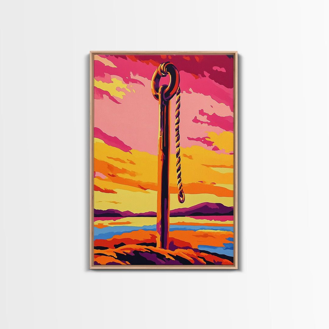 Nautical Rope, Coastal Decor, Beach House Art, Sunset Painting, Canvas Print, Living Room Wall Art, Boho Home Decor, Vibrant Landscape
