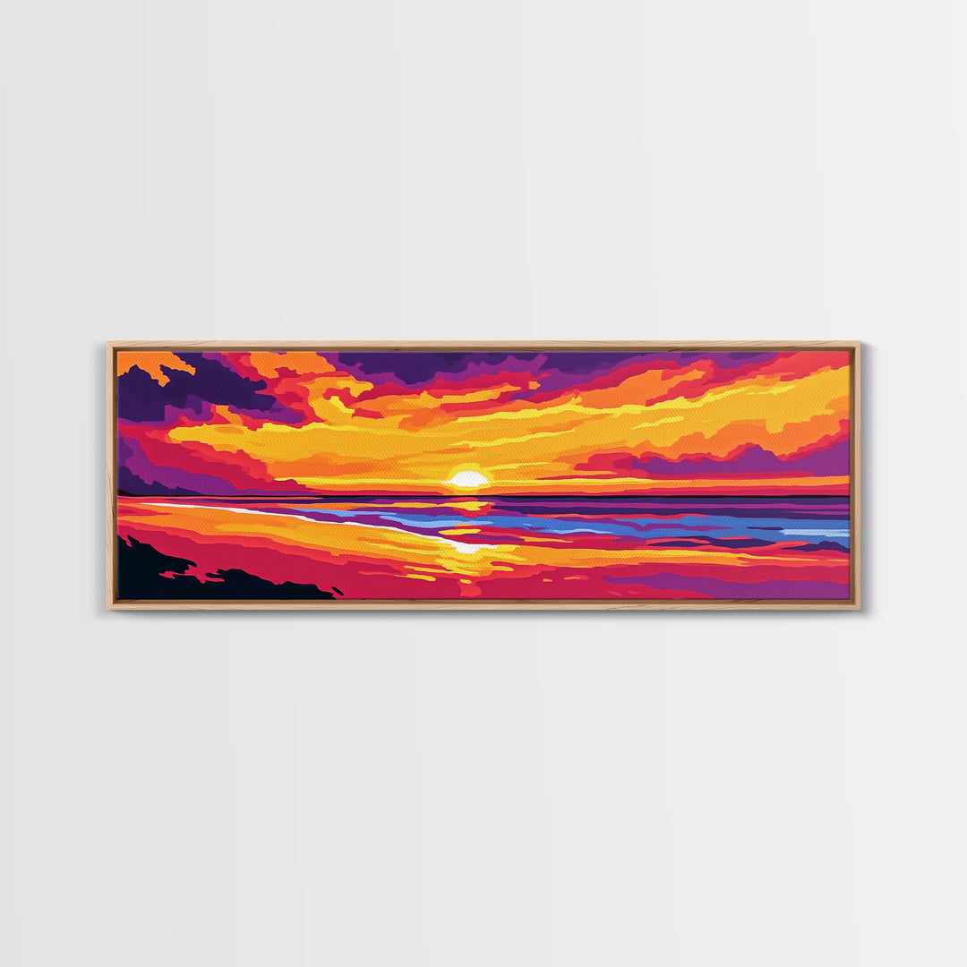 Ocean Horizon, Sunset Beach Scene, Coastal Home Decor, Relaxing Seascape, Canvas Print, Living Room Wall Art, Nautical Vibes, Bold