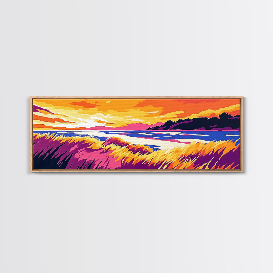 Coastal Grasses, Ocean Sunset, Canvas Print, Beach Art, Serene Landscape, Nautical Home Decor, Relaxing Wall Art, Living Room Decor
