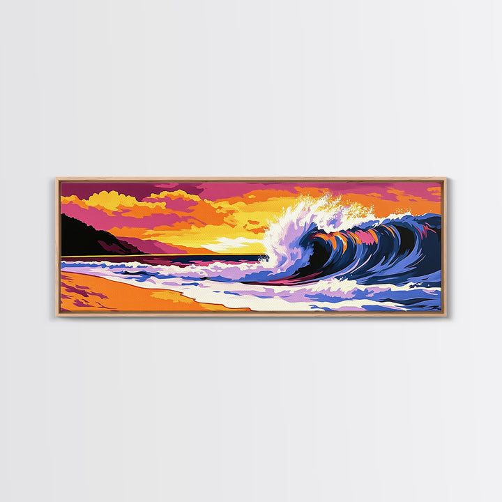 Ocean Wave Painting, Beach Sunset Art, Surf Art, Coastal Wall Decor, Modern Seascape, Tropical Vibes, Beach House Art, Canvas Print