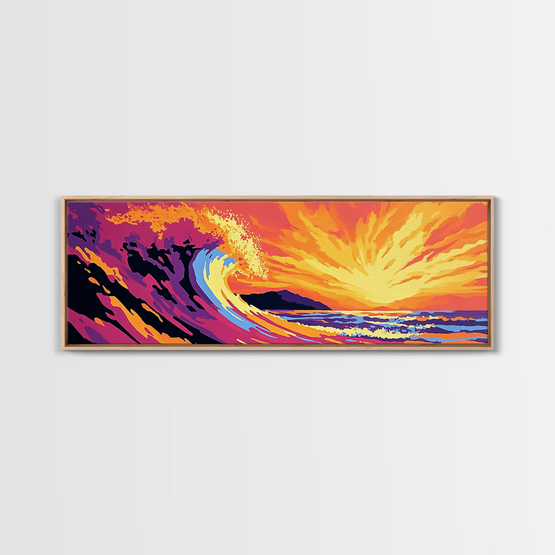 Ocean Wave, Sunset Seascape, Bold Coastal, Canvas Print, Beach Wall Art, Vibrant Surf Art, Tropical Home Decor, Water Movement