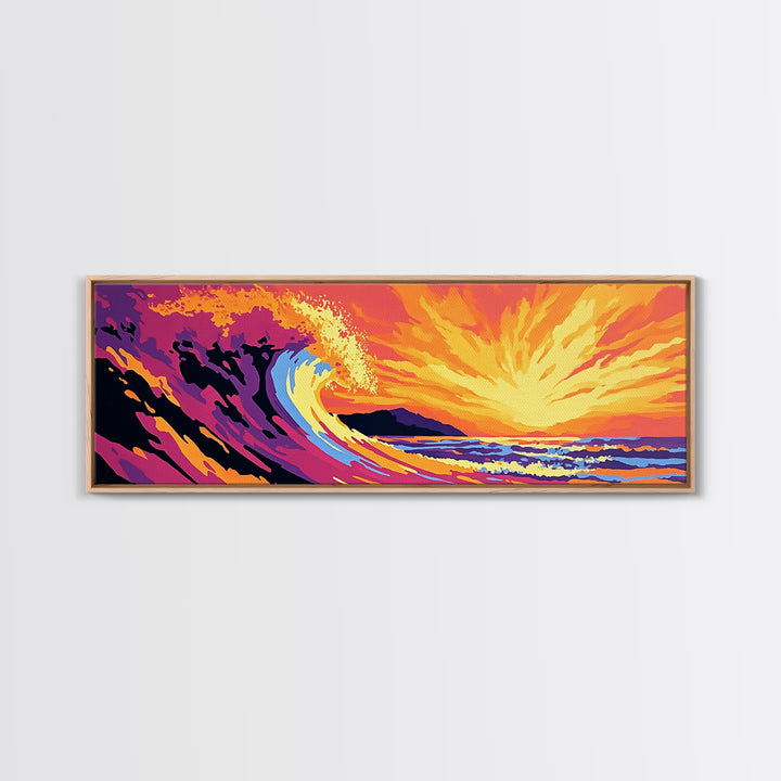 Ocean Wave, Sunset Seascape, Bold Coastal, Canvas Print, Beach Wall Art, Vibrant Surf Art, Tropical Home Decor, Water Movement