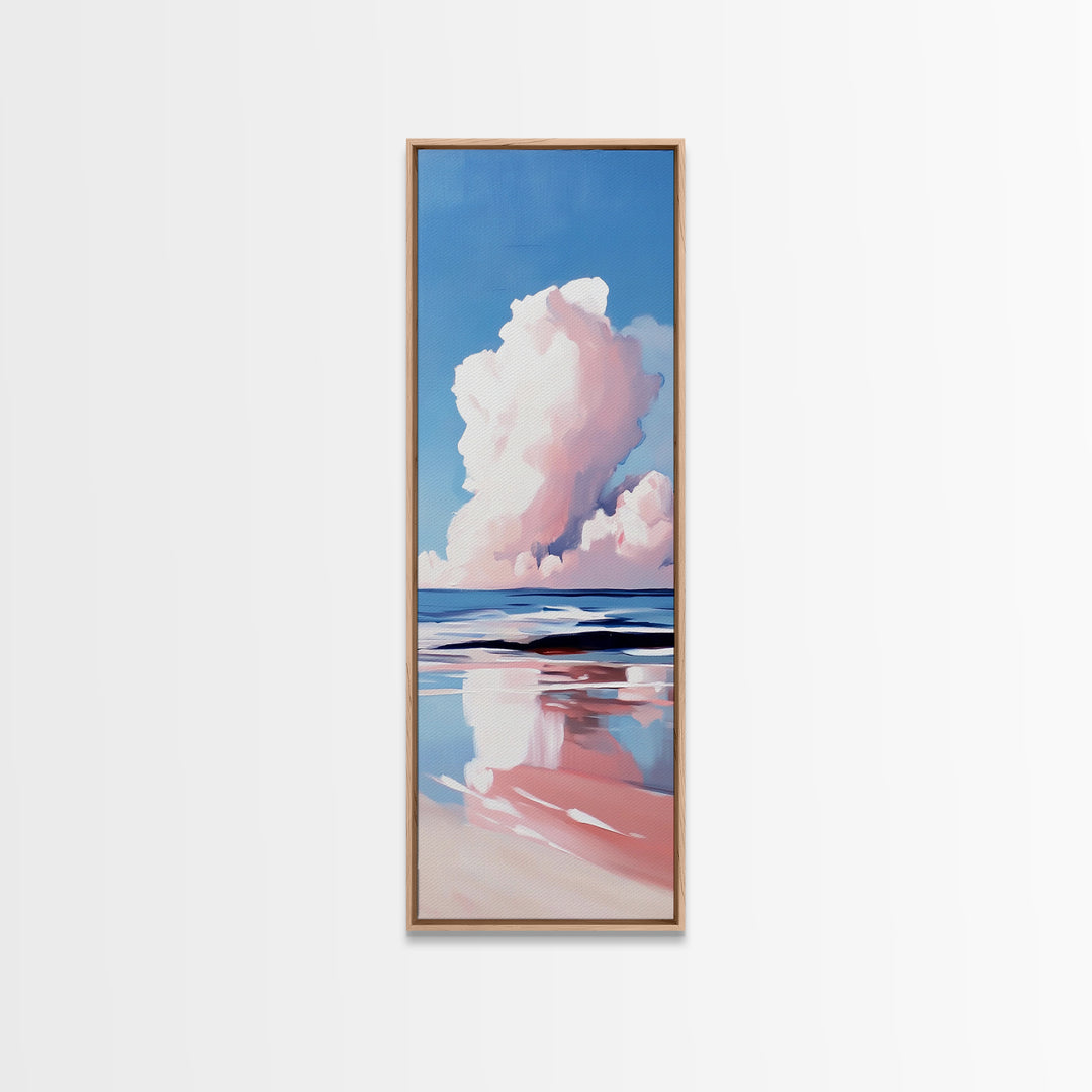 Coastal Clouds, Beach Landscape, Ocean Wall Art, Canvas Print, Blue Sky, Minimalist Home Decor, Living Room Art, Nautical Aesthetic