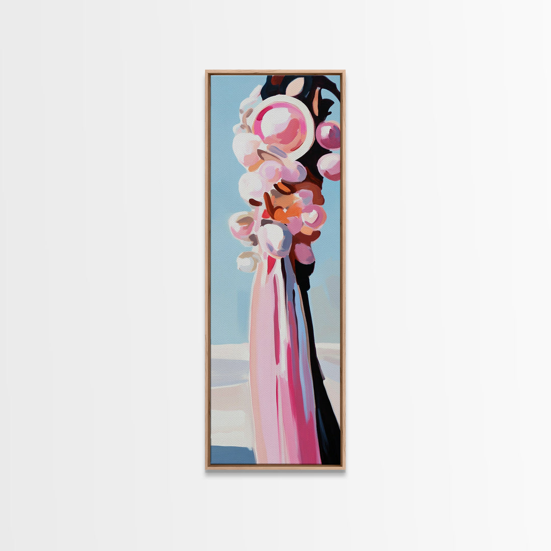 Abstract, Pink Bouquet, Floral Wall Art, Framed Canvas Print, Modern Expressionist Art, Soft Color Palette, Bedroom Wall Art