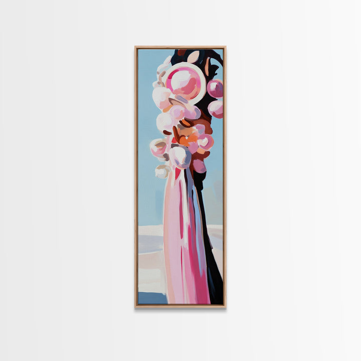 Abstract, Pink Bouquet, Floral Wall Art, Framed Canvas Print, Modern Expressionist Art, Soft Color Palette, Bedroom Wall Art