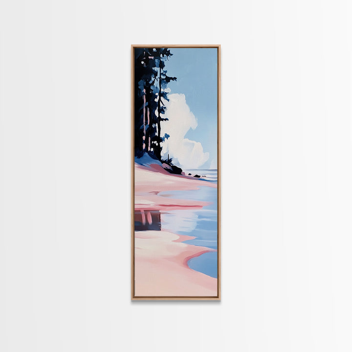 Coastal Serenity, Beach Landscape, Ocean Wall Art, Seascape Painting, Minimalist Art, Living Room Wall Decor, Framed Canvas Print
