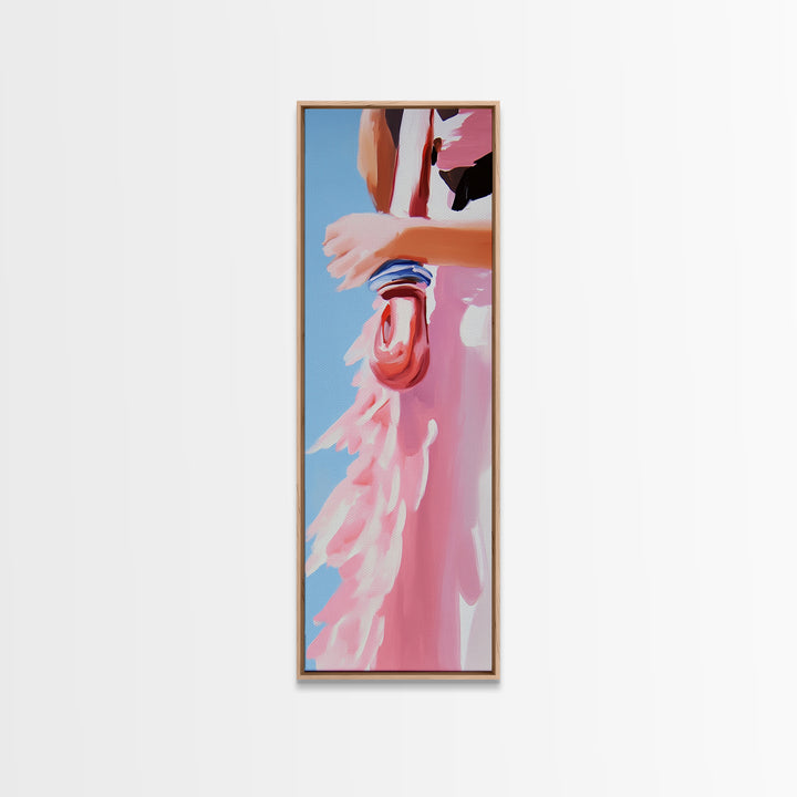 Pink Rope, Nautical Charm, Coastal Decor, Canvas Print, Boho Wall Art, Minimalist Painting, Ocean Art, Pastel Tones, Gift, Blue