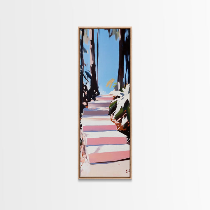 Coastal Pathway, Nature Wall Art, Beach House Decor, Minimalist Landscape, Framed Canvas Print, Blue Wall Art, Summer Aesthetic