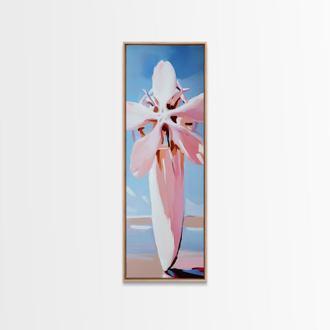 Pink Blossom Bloom, Soft Nature Art, Gentle Pastels, Tranquil Scene, Framed Canvas Print, Bedroom Wall Art, Botanical Decor