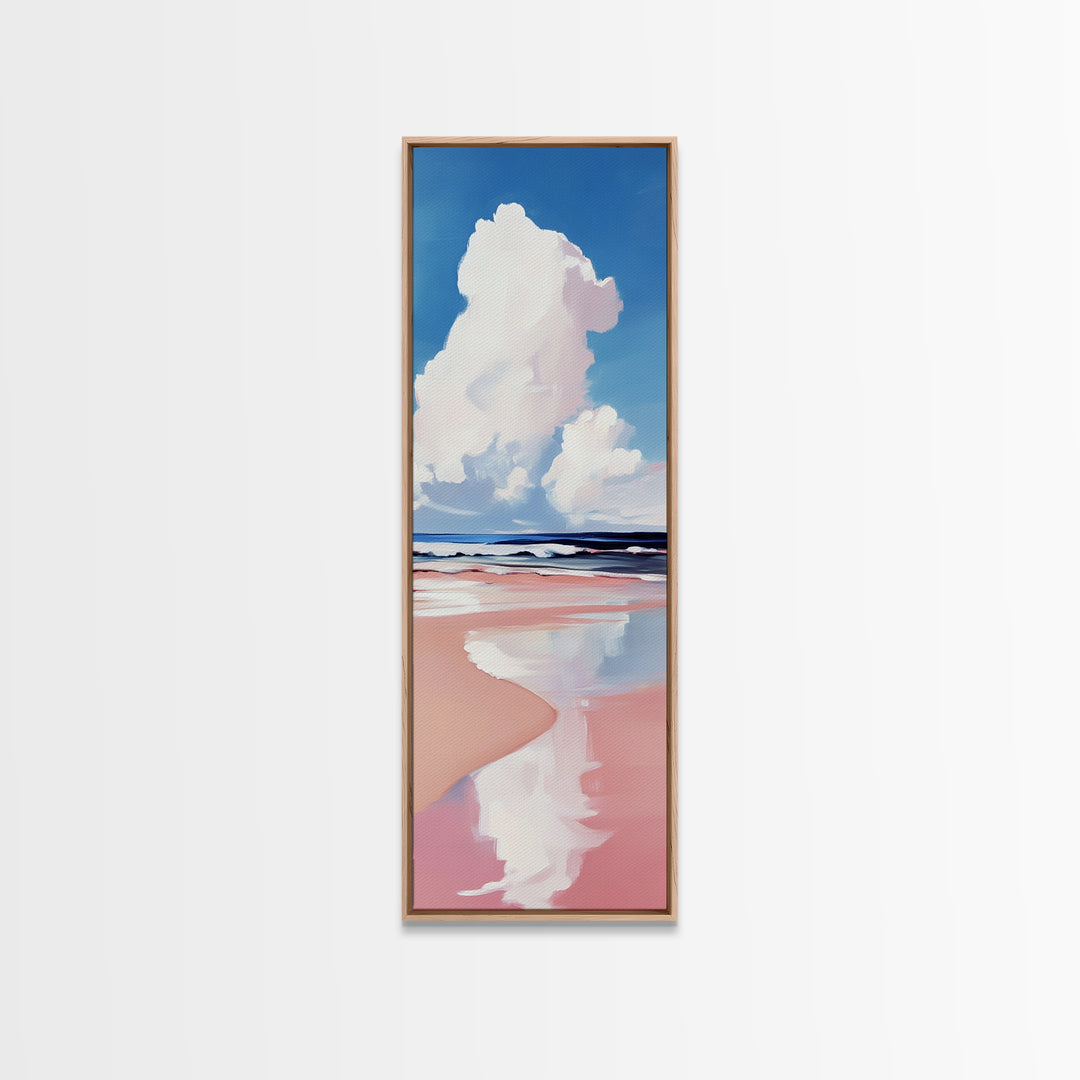 Cloud Reflection, Ocean Horizon, Tranquil Sky, Dreamy Seascape, Framed Canvas Print, Coastal Wall Art, Living Room Decor, Minimalist Blue