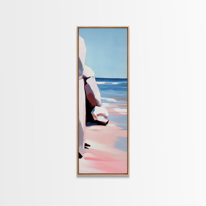 Coastal Rocks, Ocean Landscape, Beach House Wall Art, Minimalist Seascape, Relaxing Decor, Nature Painting, Canvas Print