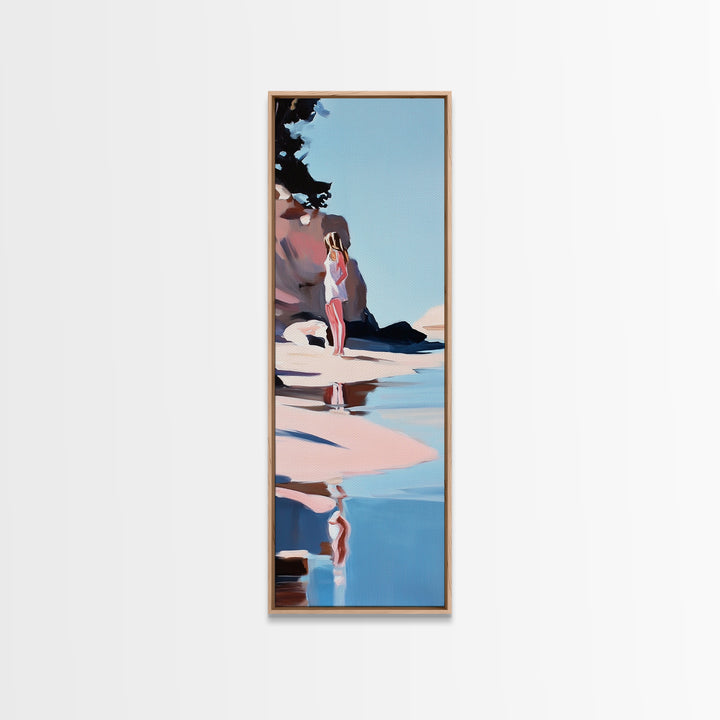 Ocean Reflection, Calm Waters, Coastal Wanderer, Framed Canvas Print, Minimalist Beach Art, Relaxing Home Decor, Bedroom Wall Art