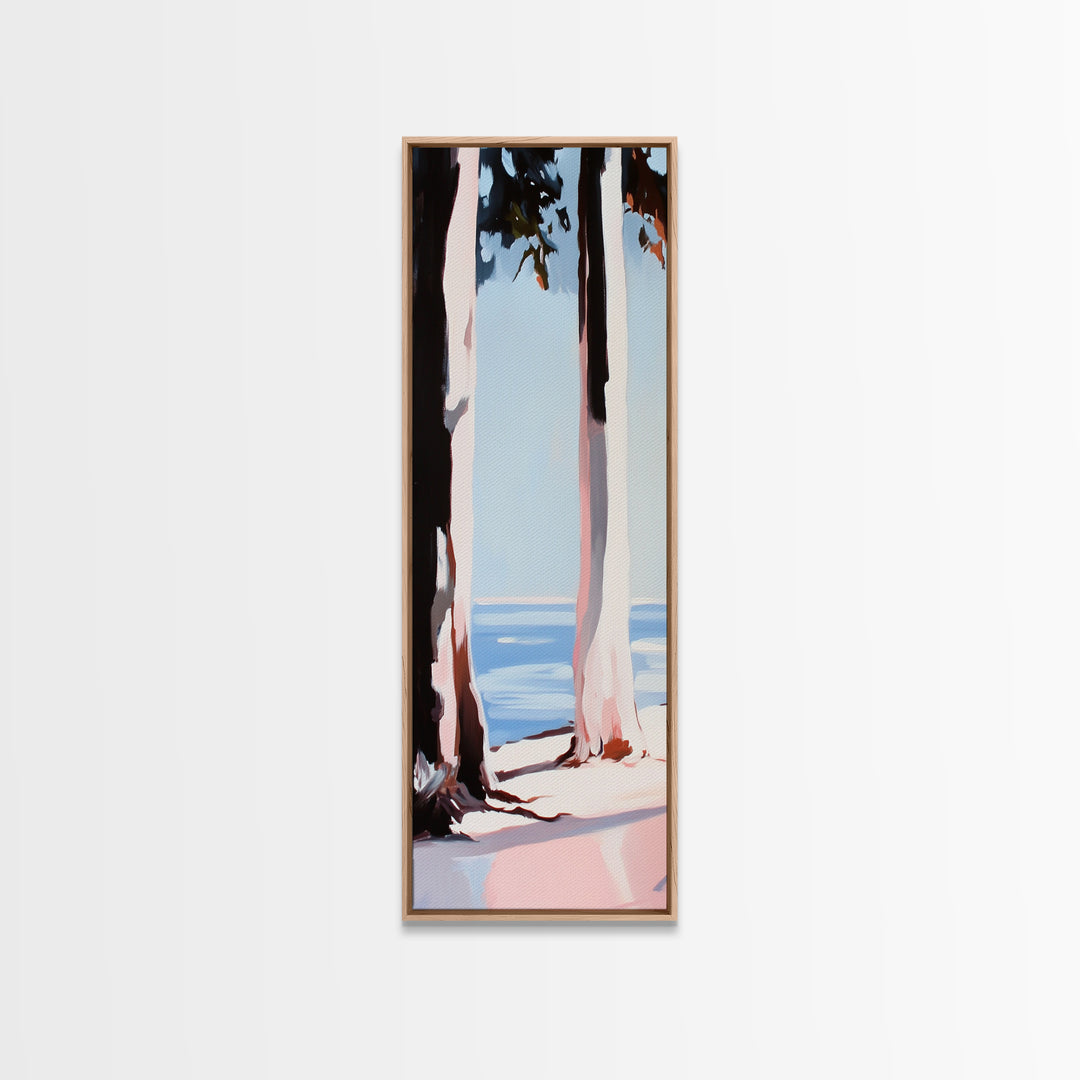 Coastal Trees, Beach Landscape, Minimalist Art, Framed Canvas Print, Modern Wall Art, Ocean View, Nature Decor, Living Room Wall Art
